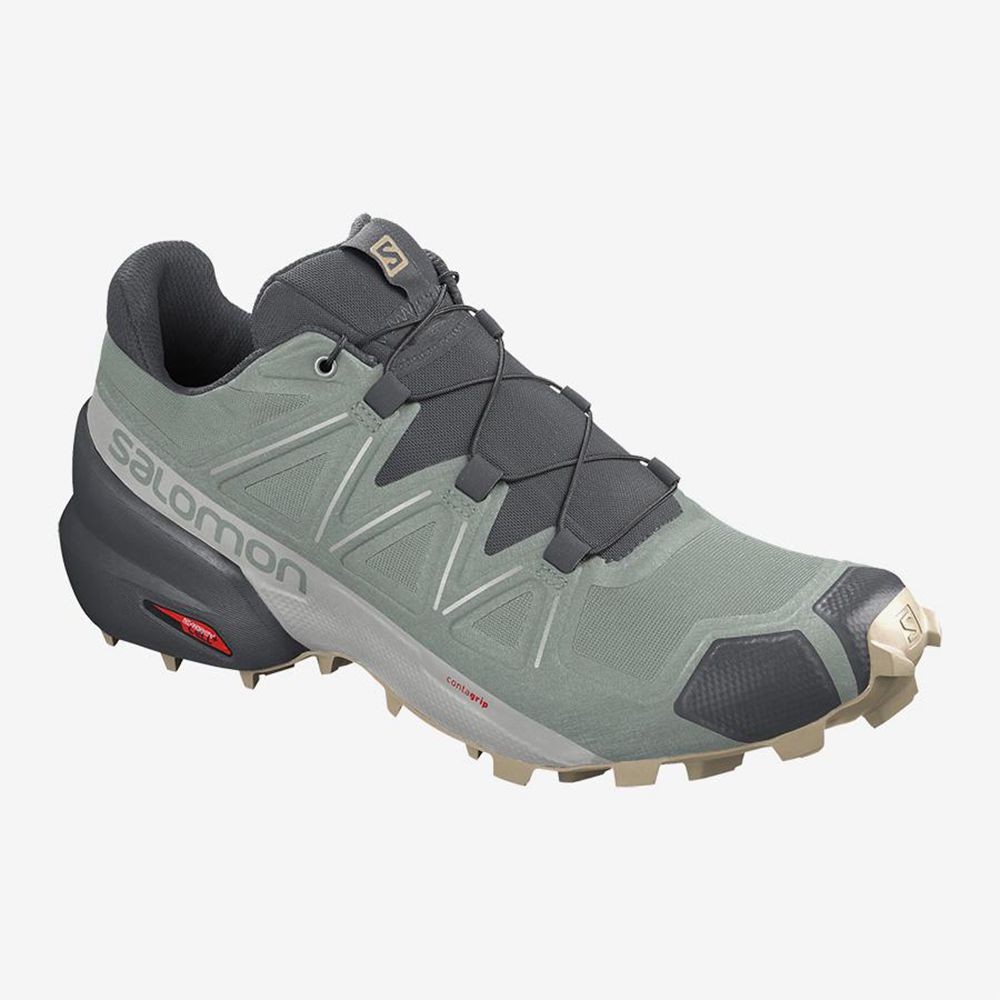 Salomon Singapore Mens Trail Running Shoes - SPEEDCROSS 5 Green | 75164-ZVGS